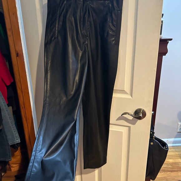 Zara Faux Leather High-Waist Tapered Pants - Black - Picture 2 of 4